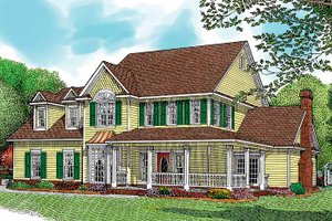 Exterior - Front Elevation for Country House Plan #11-252 - 4 bed, 3 bath