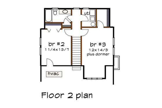 Floor Plan - Upper Floor for Farmhouse House Plan #79-338 - 3 bed, 2.5 bath