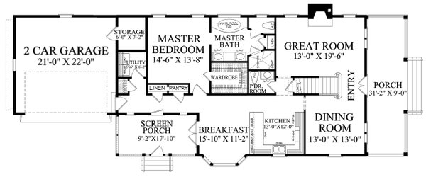 House Blueprint - Cottage Floor Plan - Main Floor Plan #137-416