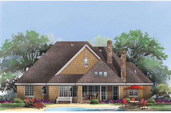 Exterior - Rear Elevation for Cottage House Plan #929-927 - 4 bed, 3 bath