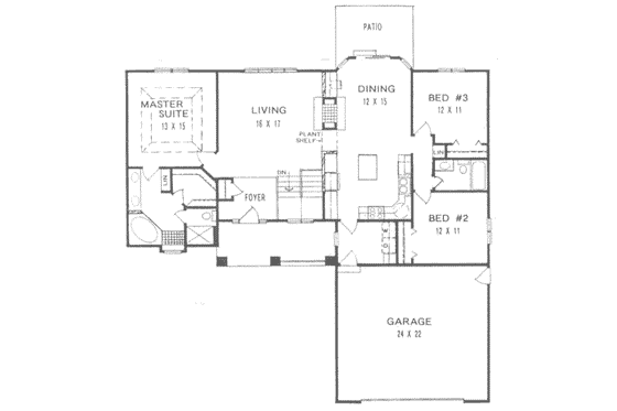 Floor Plan - Main Floor for Traditional House Plan #58-149 - 3 bed, 2 bath