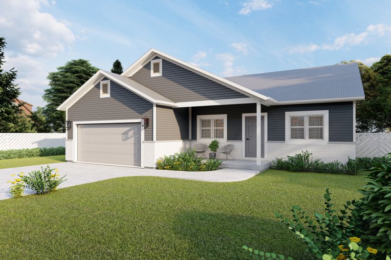 House Blueprint - Exterior - Front Elevation 3 for Ranch House Plan #1060-192 - 3 bed, 2 bath