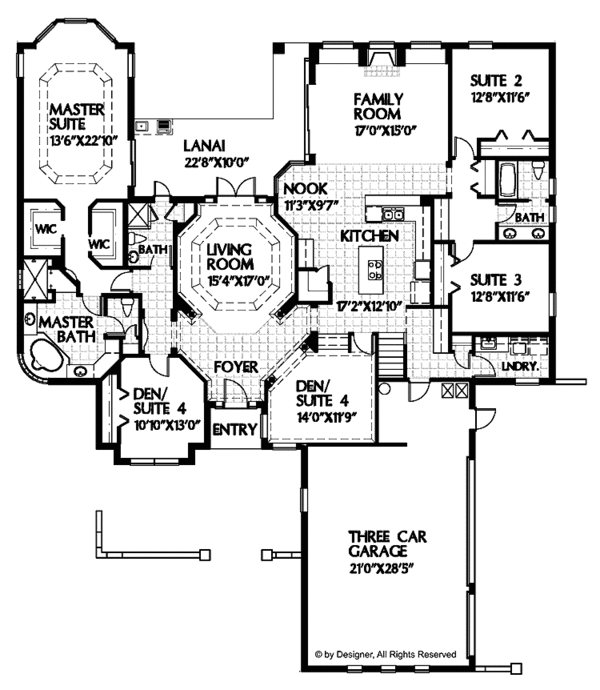 House Plan Design - Mediterranean Floor Plan - Main Floor Plan #999-54