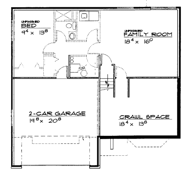 House Blueprint - Country Floor Plan - Lower Floor Plan #308-270