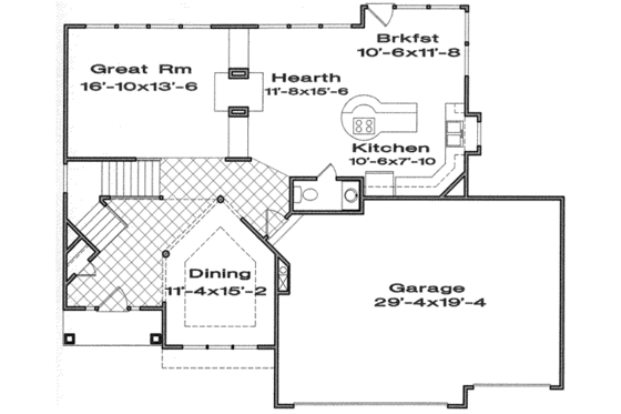 Floor Plan - Main Floor for European House Plan #6-106 - 4 bed, 2.5 bath