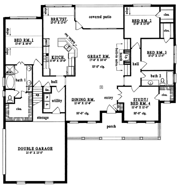 House Design - Country Floor Plan - Main Floor Plan #42-563