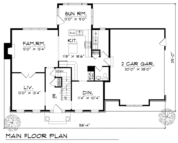 Home Plan - Traditional Floor Plan - Main Floor Plan #70-399