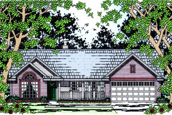 Exterior - Front Elevation for Country House Plan #42-390 - 3 bed, 2 bath