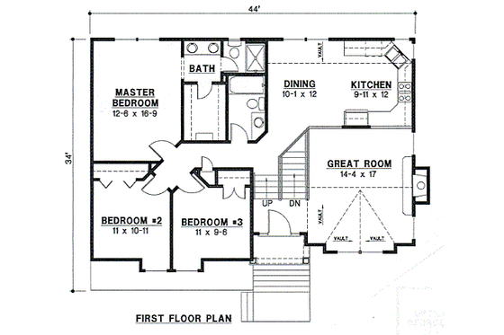 Floor Plan - Main Floor for Traditional House Plan #67-143 - 3 bed, 2 bath