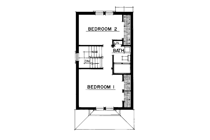 Architectural House Design - Floor Plan - Upper Floor for Craftsman House Plan #1016-1 - 2 bed, 1.5 bath