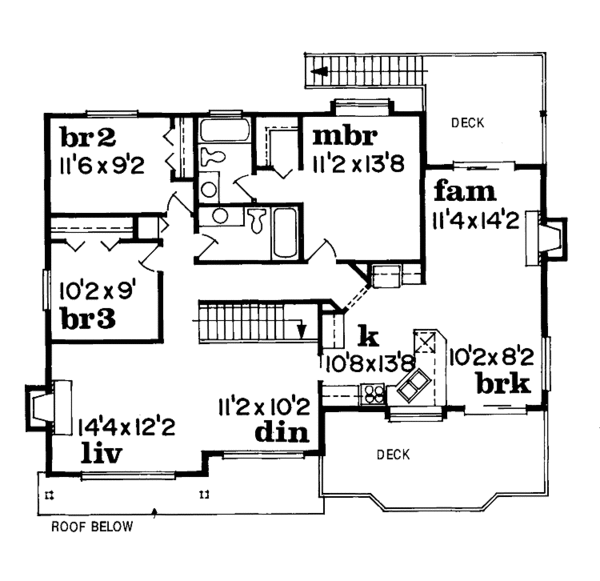 House Blueprint - Country Floor Plan - Upper Floor Plan #47-796