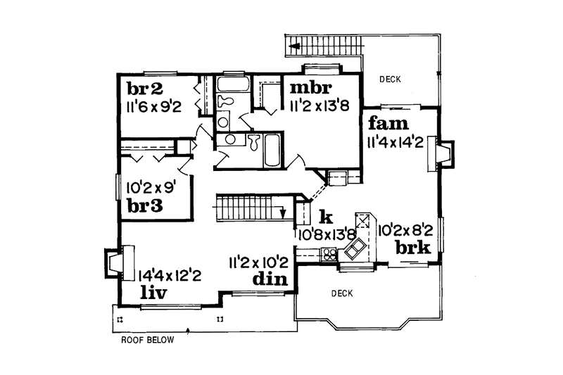 Home Plan - Floor Plan - Upper Floor for Country House Plan #47-796 - 3 bed, 2 bath