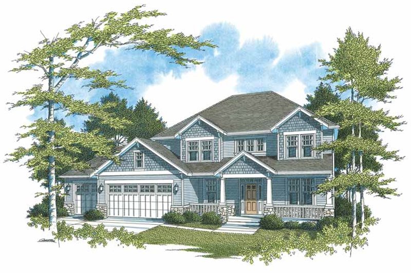 House Blueprint - Craftsman Exterior - Front Elevation Plan #48-845