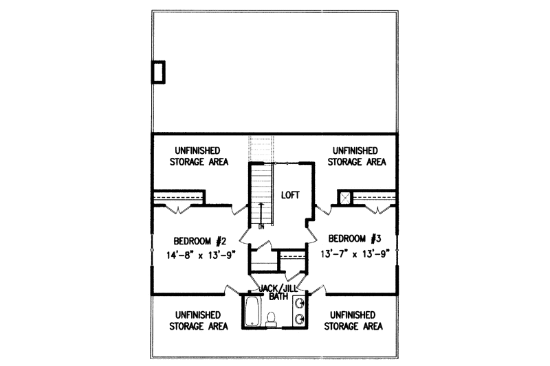 House Blueprint - Floor Plan - Upper Floor for Craftsman House Plan #54-212 - 3 bed, 2.5 bath