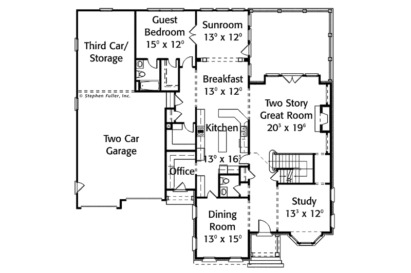 Home Plan - Floor Plan - Main Floor for Colonial House Plan #429-324 - 4 bed, 3.5 bath