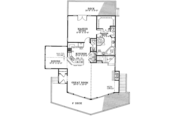 Floor Plan - Main Floor for Contemporary House Plan #17-2643 - 3 bed, 2.5 bath