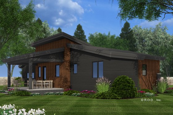 Exterior - Rear Elevation 1 for Modern House Plan #51-1308 - 2 bed, 2 bath