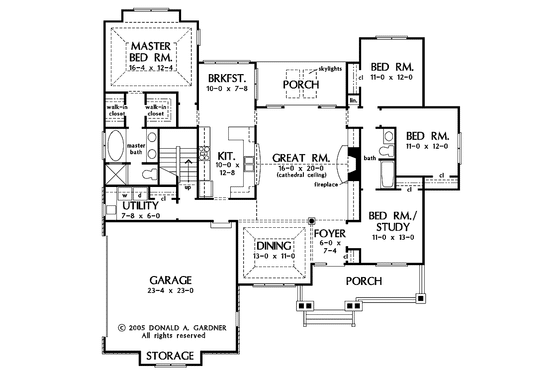 Floor Plan - Main Floor for Craftsman House Plan #929-783 - 4 bed, 2 bath