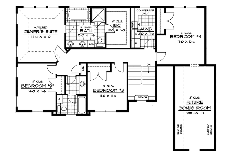 Home Plan - Floor Plan - Upper Floor for European House Plan #51-650 - 4 bed, 2.5 bath