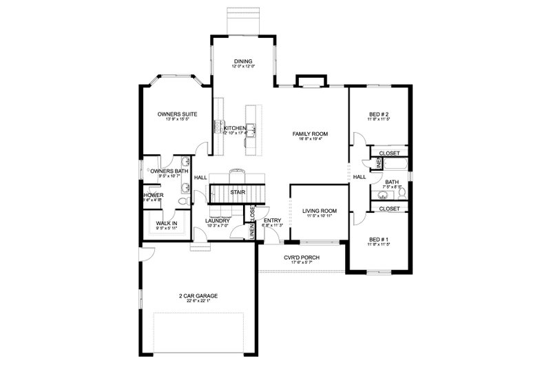 Home Plan - Floor Plan - Main Floor for Traditional House Plan #1060-219 - 3 bed, 2 bath