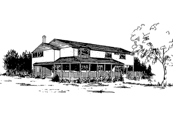 Exterior - Front Elevation 3 for Adobe / Southwestern House Plan #60-916 - 5 bed, 3.5 bath
