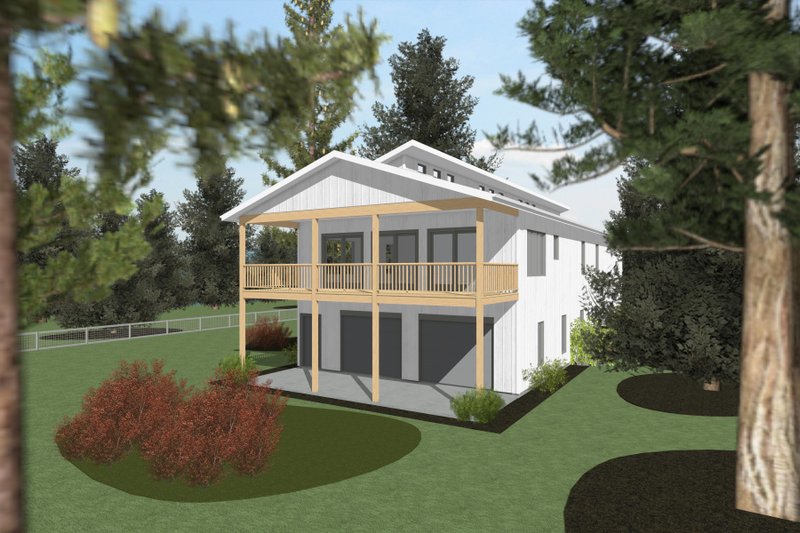Dream House Plan - Exterior - Rear Elevation 1 for Contemporary House Plan #20-2619 - 4 bed, 3 bath