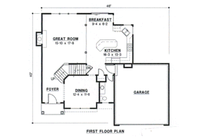 Floor Plan - Main Floor for Traditional House Plan #67-485 - 4 bed, 2.5 bath