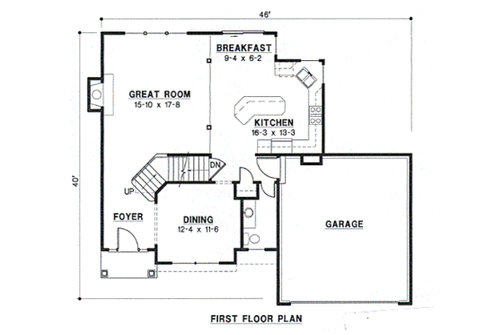 Floor Plan - Main Floor for Traditional House Plan #67-485 - 4 bed, 2.5 bath