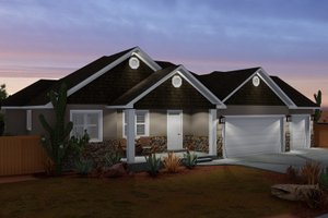 Exterior - Front Elevation 3 for Ranch House Plan #1060-11 - 6 bed, 3.5 bath