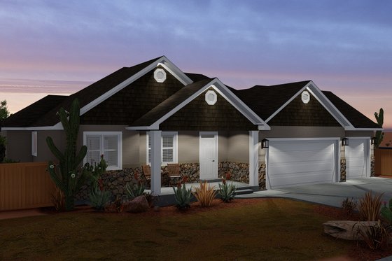 Exterior - Front Elevation 3 for Ranch House Plan #1060-11 - 6 bed, 3.5 bath