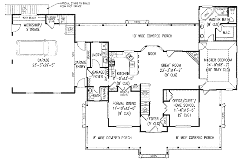 House Design - Floor Plan - Main Floor for Farmhouse House Plan #11-211 - 3 bed, 2.5 bath