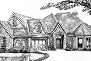 Tudor Exterior - Front Elevation Plan #310-532