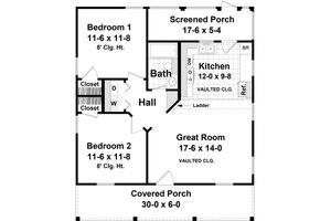Floor Plan - Main Floor for Cottage House Plan #21-441 - 2 bed, 1 bath