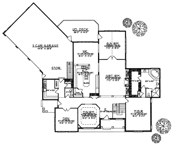House Blueprint - Ranch Floor Plan - Main Floor Plan #70-1350
