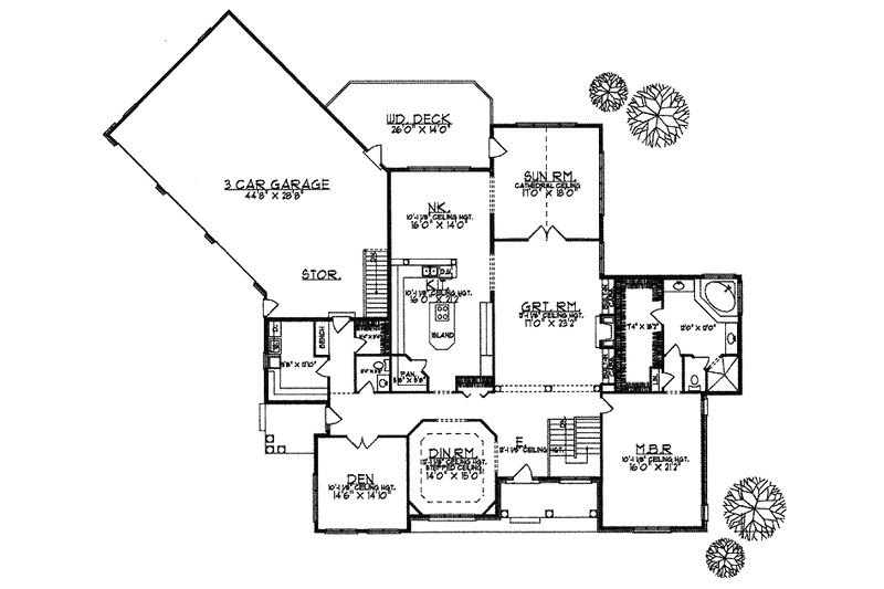 Architectural House Design - Floor Plan - Main Floor for Ranch House Plan #70-1350 - 4 bed, 3.5 bath