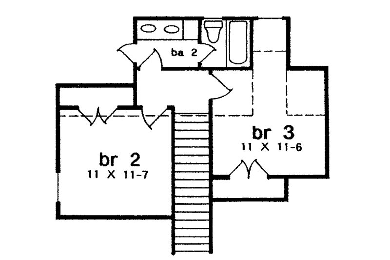 Home Plan - Floor Plan - Upper Floor for Country House Plan #301-145 - 3 bed, 2.5 bath