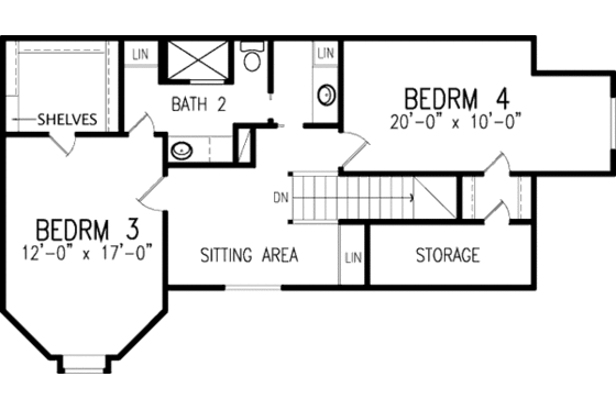 Floor Plan - Upper Floor for Victorian House Plan #410-406 - 4 bed, 3 bath