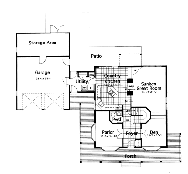 House Plan Design - Country Floor Plan - Main Floor Plan #965-6