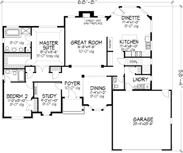 Architectural House Design - European Floor Plan - Main Floor Plan #320-1046
