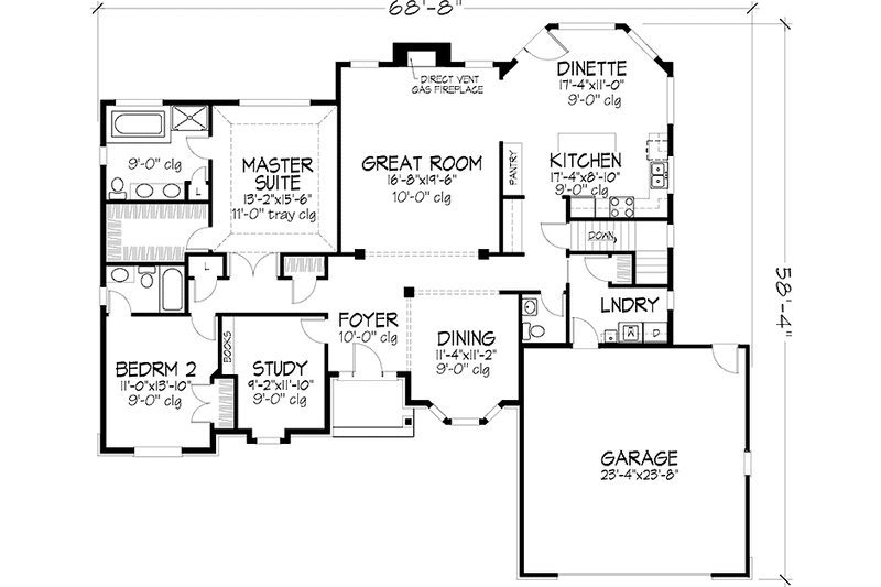 Home Plan - Floor Plan - Main Floor for European House Plan #320-1046 - 2 bed, 2.5 bath