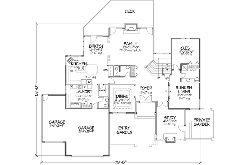 Home Plan - Floor Plan - Main Floor for Contemporary House Plan #320-1112 - 4 bed, 3 bath