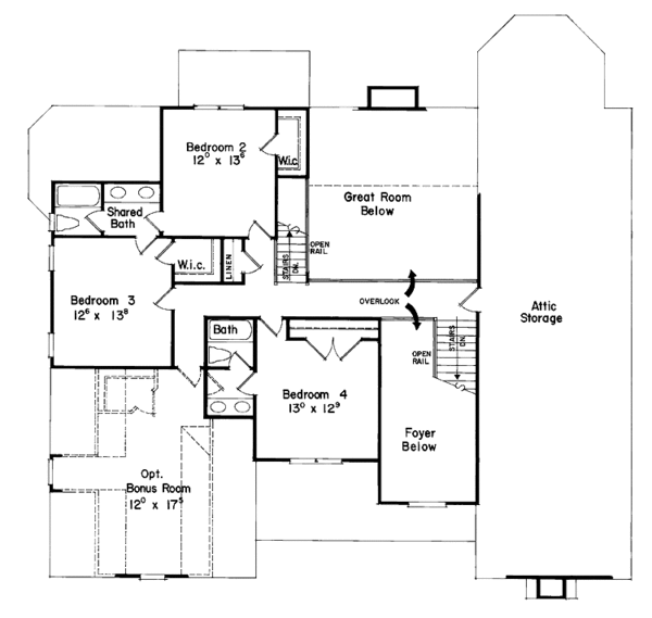 House Blueprint - Country Floor Plan - Upper Floor Plan #927-87