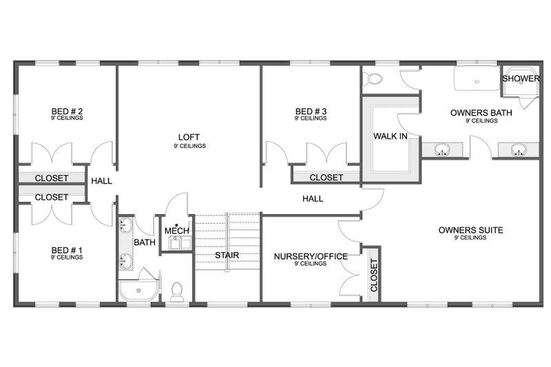 Architectural House Design - Floor Plan - Upper Floor for Barndominium House Plan #1060-378 - 4 bed, 3 bath