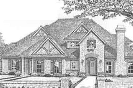 Exterior - Front Elevation for Tudor House Plan #310-475 - 2 bed, 2.5 bath