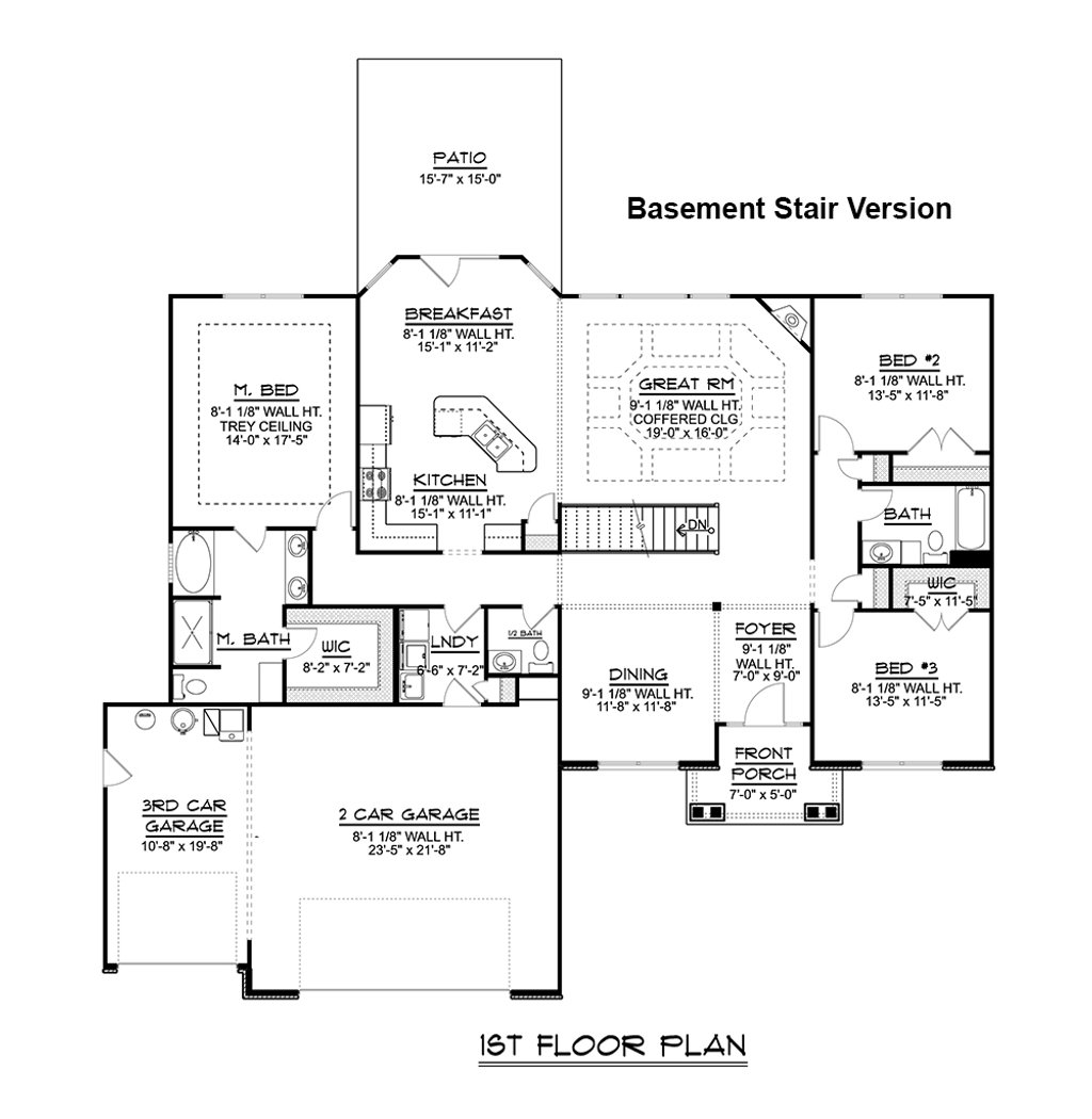 Ranch Style House Plan - 3 Beds 2.5 Baths 2141 Sq/Ft Plan #1064-43 ...