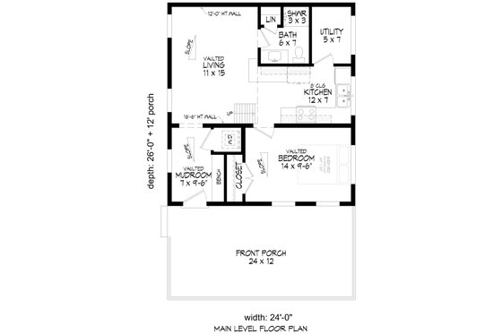 Floor Plan - Main Floor for Contemporary House Plan #932-1158 - 1 bed, 1 bath