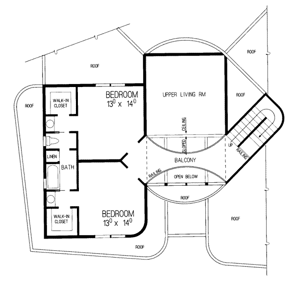 Modern Floor Plan - Upper Floor Plan #72-175