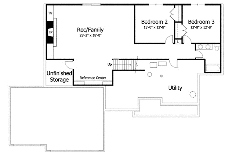 Home Plan - Floor Plan - Lower Floor for European House Plan #51-980 - 3 bed, 2.5 bath