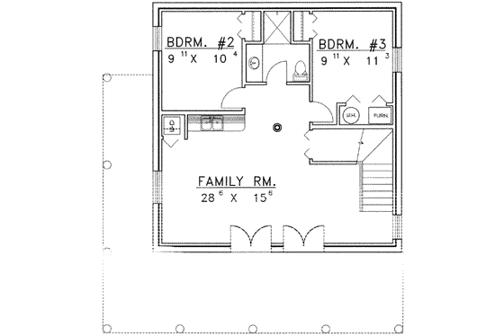 Floor Plan - Lower Floor for Log House Plan #117-412 - 3 bed, 2.5 bath