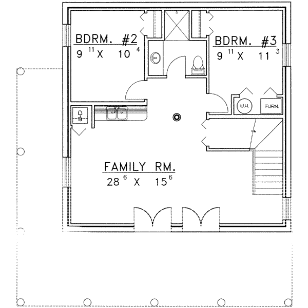 House Design - Log Floor Plan - Lower Floor Plan #117-412